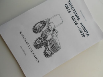 Benutzerhandbuch Kubota auf Französisch - Kubota : GB16(F), GB18(F), GB20(F)
